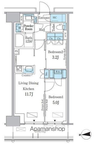 新宿区百人町のマンションの間取り