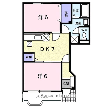 ブランニュー・ベイⅠ[2DK/44.34m2]の間取図