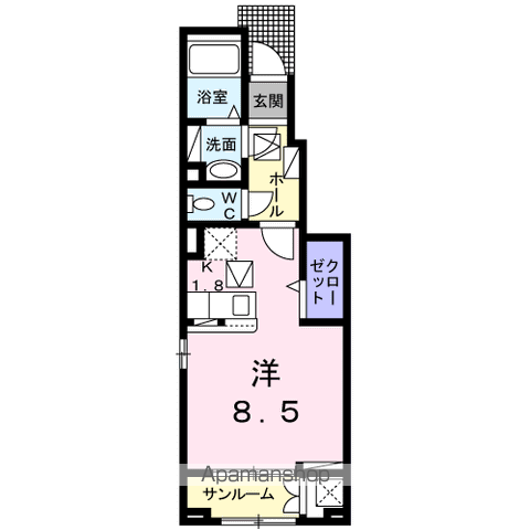 アンジュー北吉井 Bの間取り写真