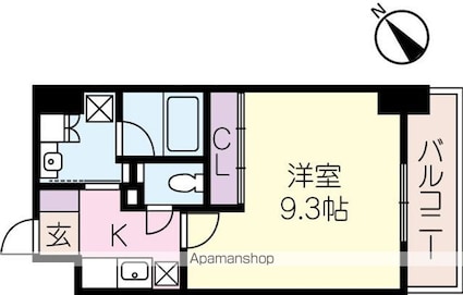 エルミナリュクス[1K/29.86m2]の間取図