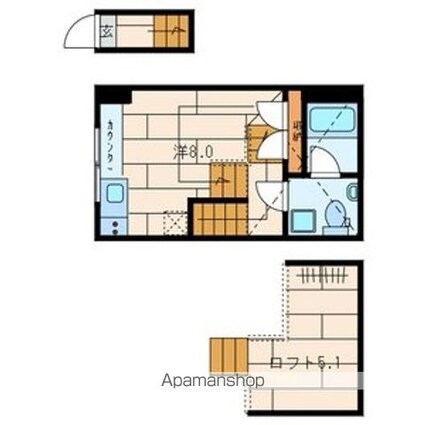 東京都世田谷区北烏山１丁目[1R/25.43m2]の間取図