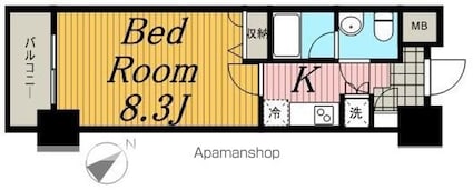 東京都台東区日本堤２丁目[1K/25.5m2]の間取図