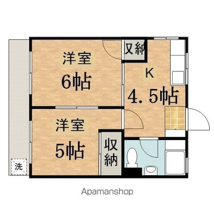 東京都日野市平山３丁目[2DK/34.28m2]の間取図
