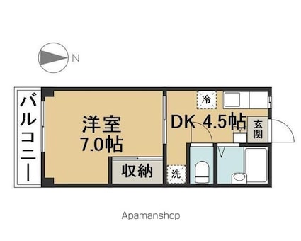 パレドールⅠ[1DK/28.08m2]の間取図