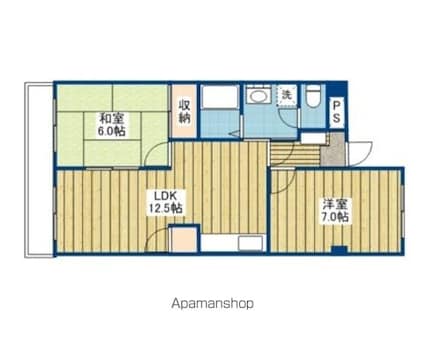 愛媛県松山市石手４丁目[2LDK/47.02m2]の間取図