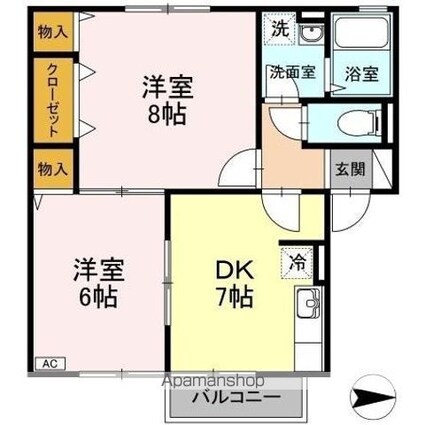 サンセール植田[2DK/48.79m2]の間取図