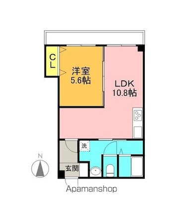 クイール若宮[1LDK/40.4m2]の間取図