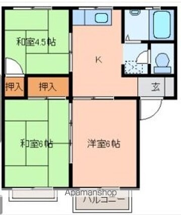 エクセレント中柵第二[3DK/44m2]の間取図