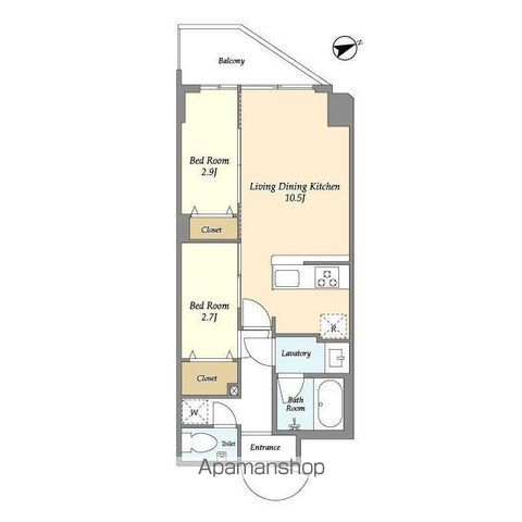 アルファコート亀戸２ 301 ｜ 東京都江東区亀戸５丁目43-4（賃貸マンション2LDK・3階・40.06㎡） その2