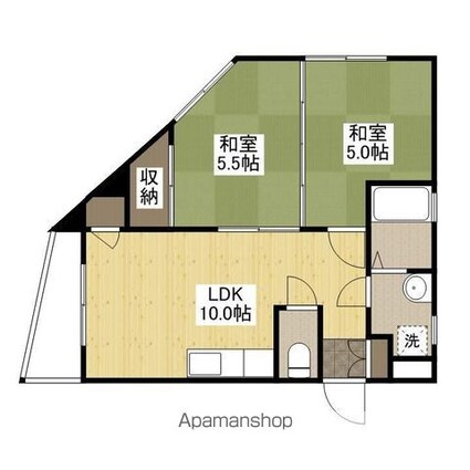 西観音ビル[2LDK/46m2]の間取図