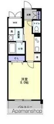 香川県高松市中新町[1K/28.39m2]の間取図