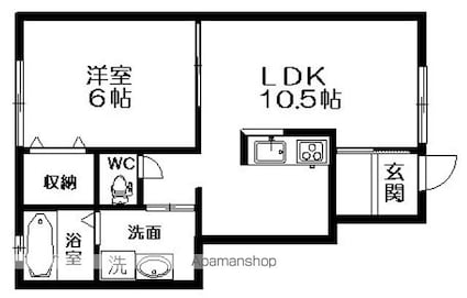 サンガーデン一橋[1LDK/42.44m2]の間取図