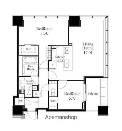 白金ザ・スカイ[2LDK/84.29m2]の間取図