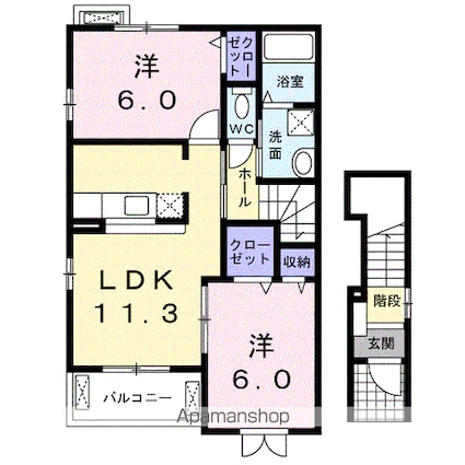 アヴィオン　Ｃ[2LDK/56.26m2]の間取図
