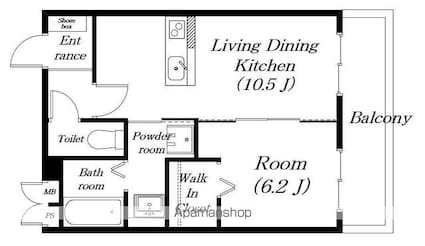 クレシタ近江[1LDK/40.98m2]の間取図