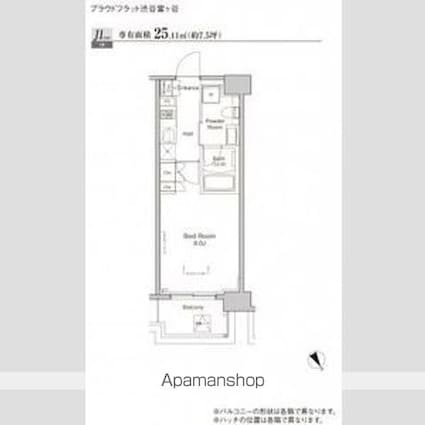 プラウドフラット渋谷富ヶ谷[1K/25.11m2]の間取図