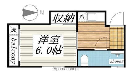 東京都杉並区天沼３丁目[1K/22.27m2]の間取図