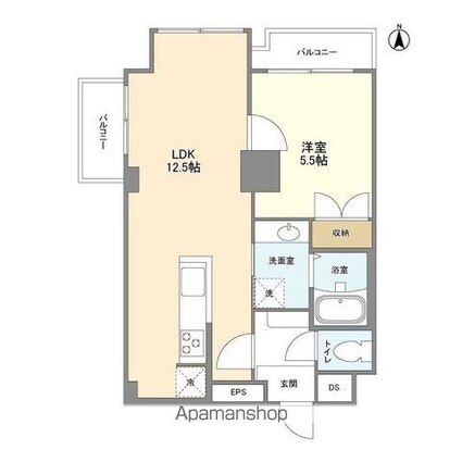 ベルファン西麻布[1LDK/44.4m2]の間取図