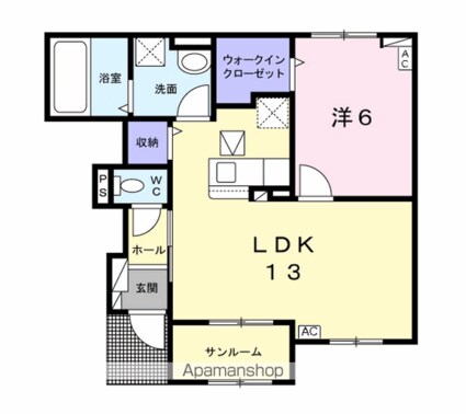 岐阜県岐阜市粟野東２丁目[1LDK/50.42m2]の間取図