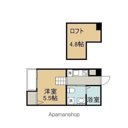 フェリオ平安通[1K/20.93m2]の間取図
