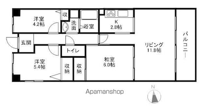 シティオ大津・石山[3LDK/66.32m2]の間取図