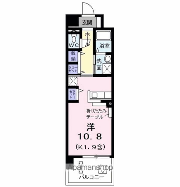 昭島コートエレガンスＦ[1K/30.96m2]の間取図