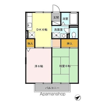 東京都武蔵野市中町２丁目[2DK/40.07m2]の間取図