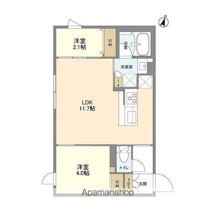 ウェルスクエア駒場東大前[2LDK/40.42m2]の間取図