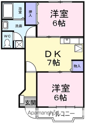 東京都青梅市二俣尾３丁目[2DK/44.34m2]の間取図