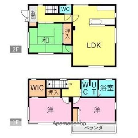 名鉄常滑線 大野町駅 徒歩8分 2階建 築33年の間取り写真