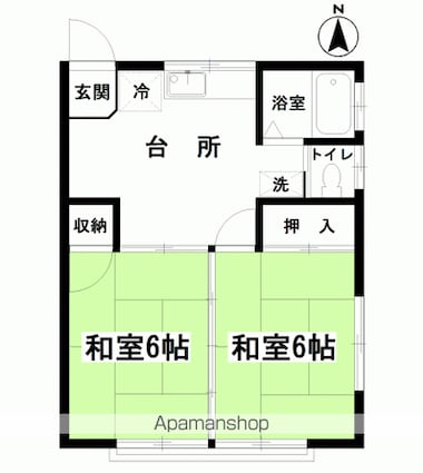 第３双藤コーポＡ棟[2DK/39.66m2]の間取図