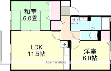 セジュール竹Ｄ棟[2LDK/53.76m2]の間取図