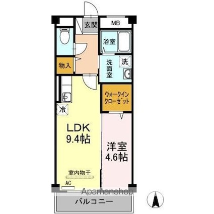 香川県高松市林町[1LDK/40.32m2]の間取図