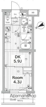 メイクス若松河田[1DK/25.28m2]の間取図