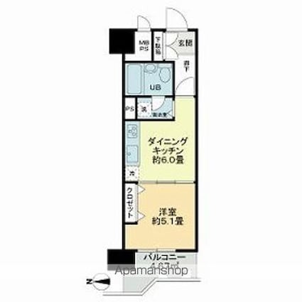 ライオンズプラザ長町中央[1DK/26.18m2]の間取図