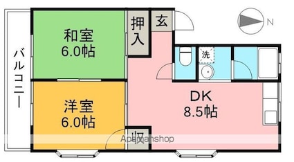 ハイツ薫Ⅰ[2DK/45m2]の間取図