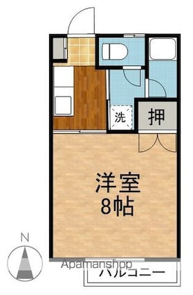 グリーンハイムＡ棟[1K/26m2]の間取図