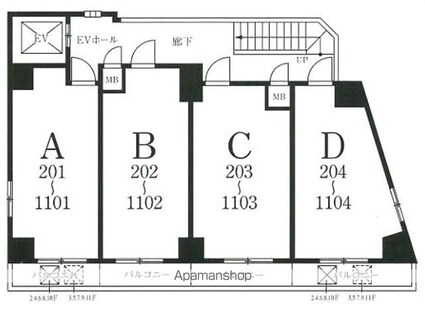 東京都新宿区西新宿５丁目[1K/21.52m2]の配置図