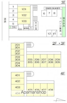 香川県高松市伏石町[1K/21.7m2]の配置図