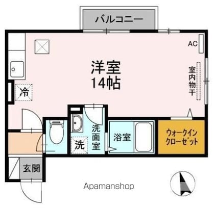 ＭｉｕＭｕ　Ａ棟[1R/34.76m2]の間取図