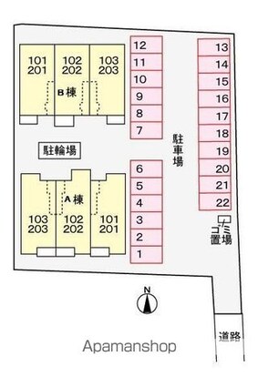 クレール　ハピネスＡ[1LDK/46.68m2]の配置図