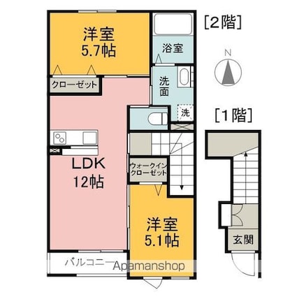 ルフォンⅠ[2LDK/54.99m2]の間取図