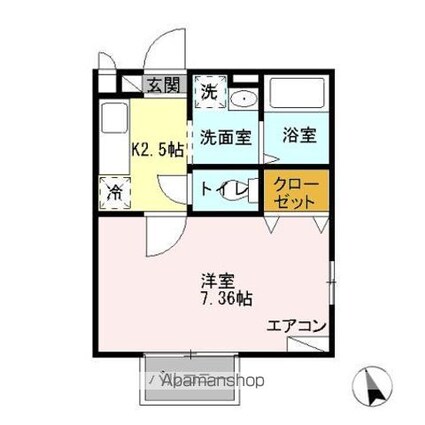 ドゥーピエース[1K/24.96m2]の間取図