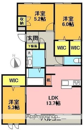メゾンドグレイス[3LDK/78.19m2]の間取図