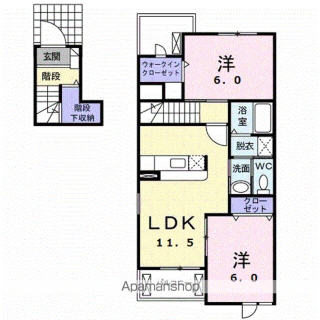 カーサ・ソーレ　Ａ[2LDK/60.17m2]の間取図