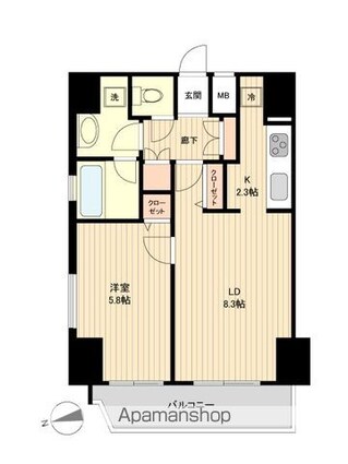 ラクラス新御徒町[1LDK/38.45m2]の間取図