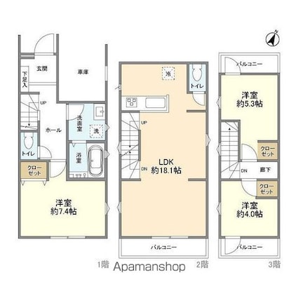 Ｋｏｌｅｔ東大和０２[3LDK/84.86m2]の間取図