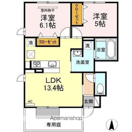 サンライズヤマダ　Ｃ棟[2LDK/55.71m2]の間取図