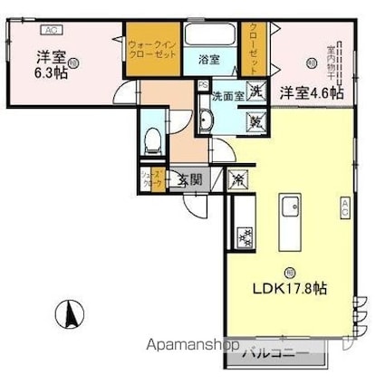 ＤーＲＯＯＭ和歌山四番丁[2LDK/68.1m2]の間取図