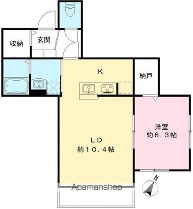 ユニヴェール華[1LDK/48.81m2]の間取図